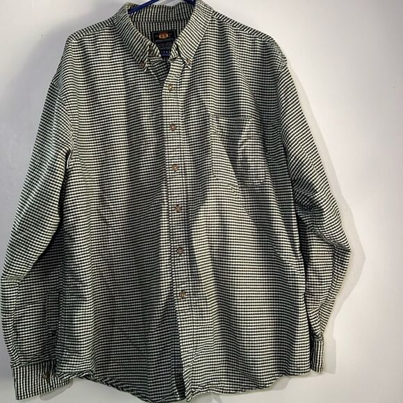 Route 66 Button Up Shirt Men's Size XL Long Sleeve Green Cream Check Cott… - Picture 4 of 10